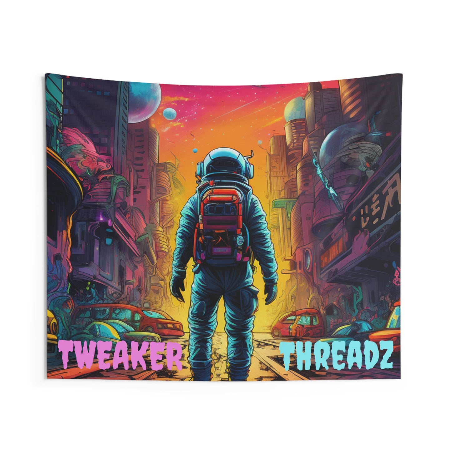 Neon Astronaut Tapestry