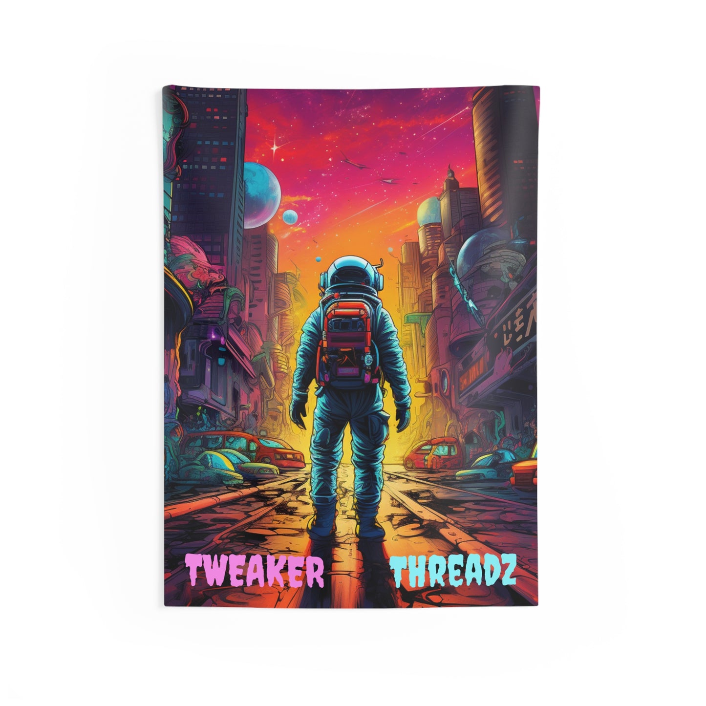 Neon Astronaut Tapestry