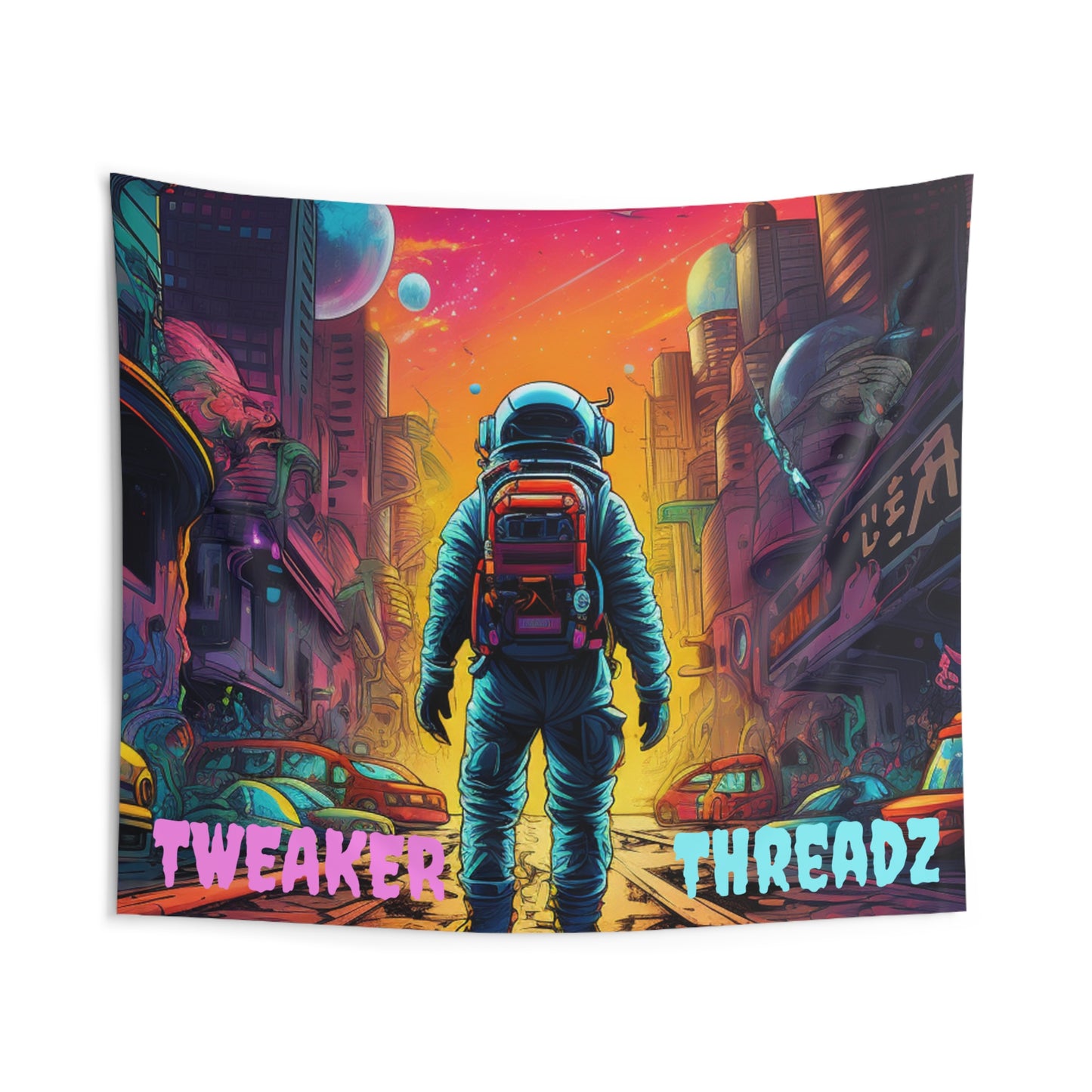 Neon Astronaut Tapestry