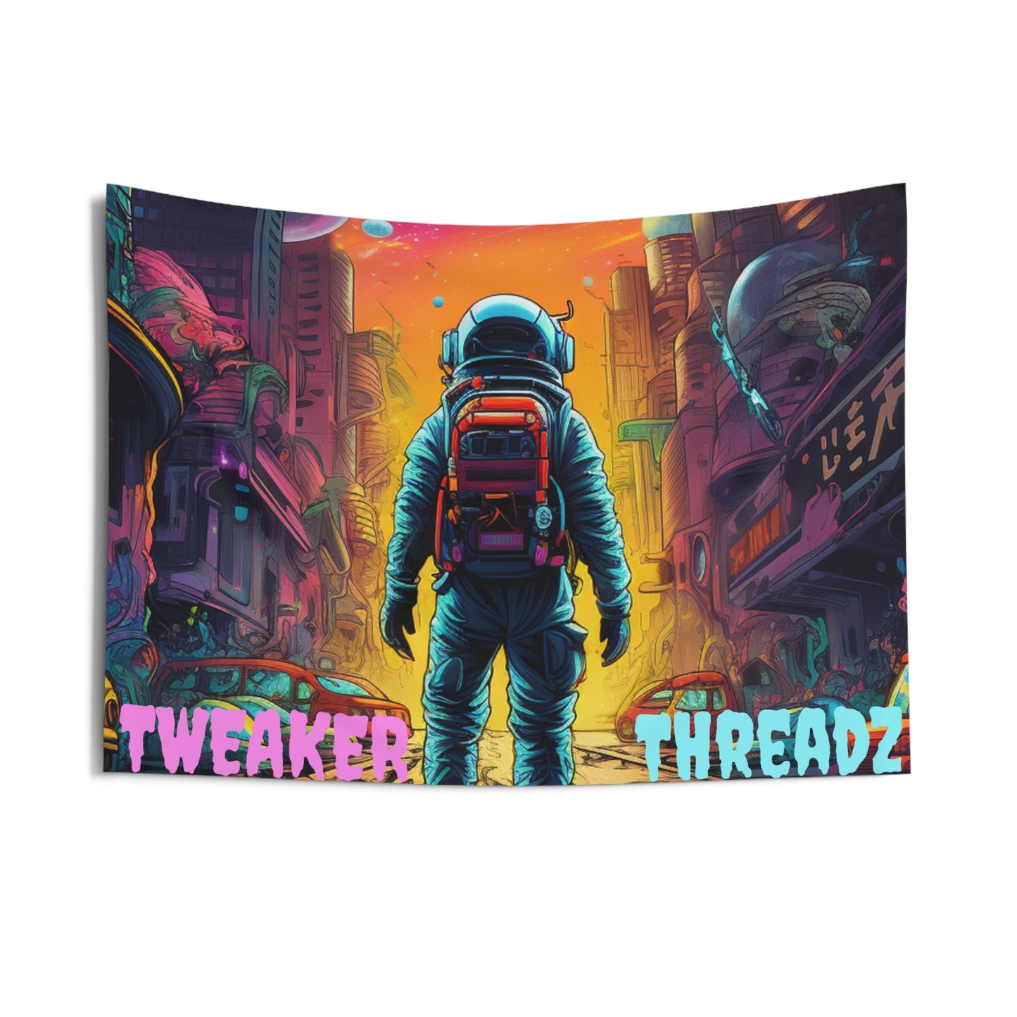 Neon Astronaut Tapestry