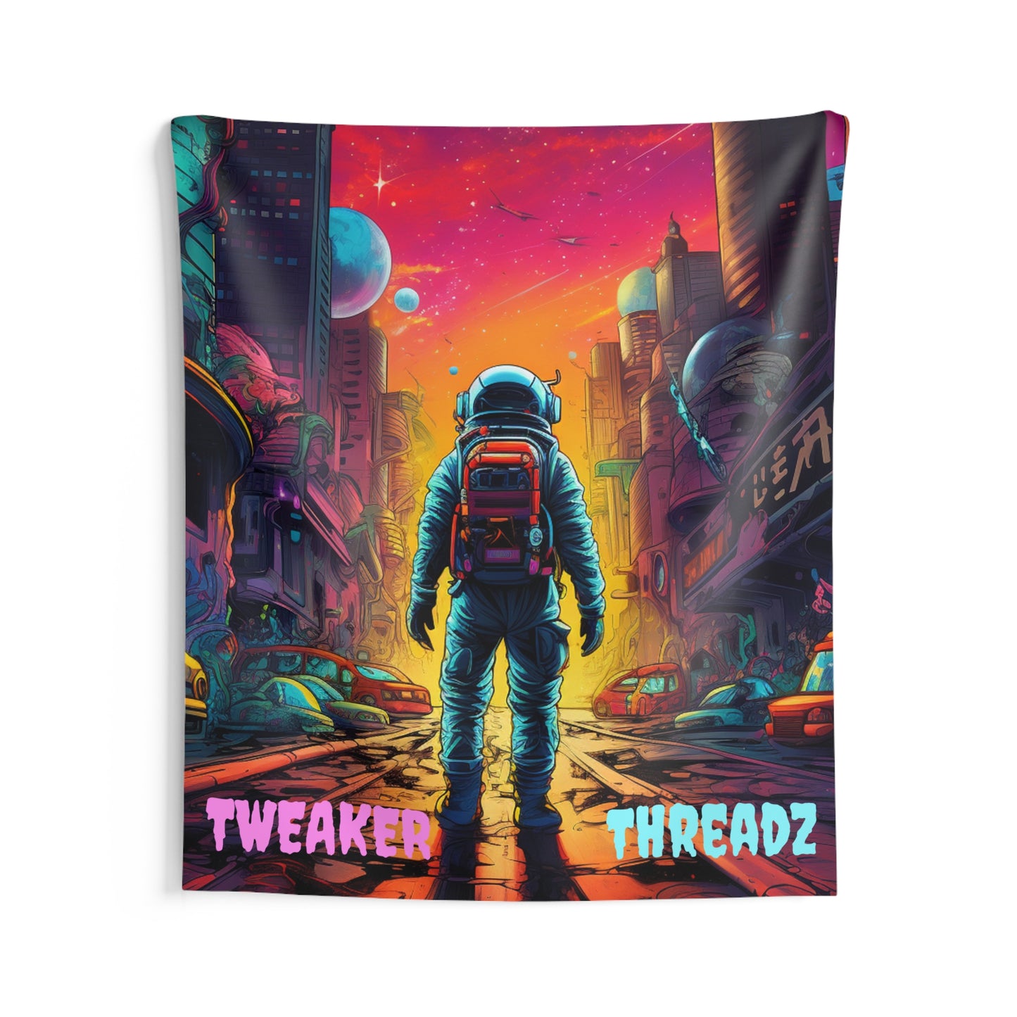 Neon Astronaut Tapestry