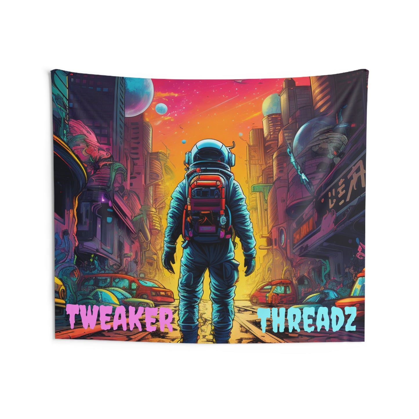 Neon Astronaut Tapestry