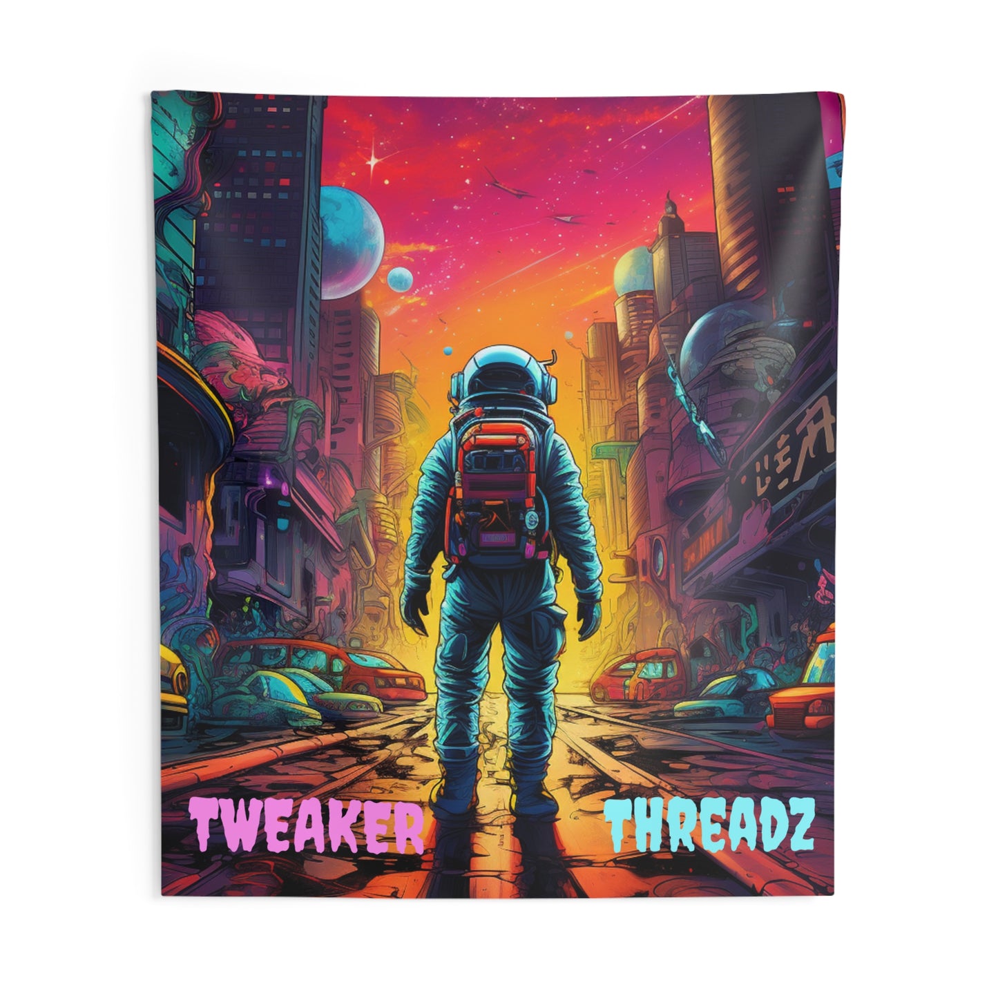 Neon Astronaut Tapestry