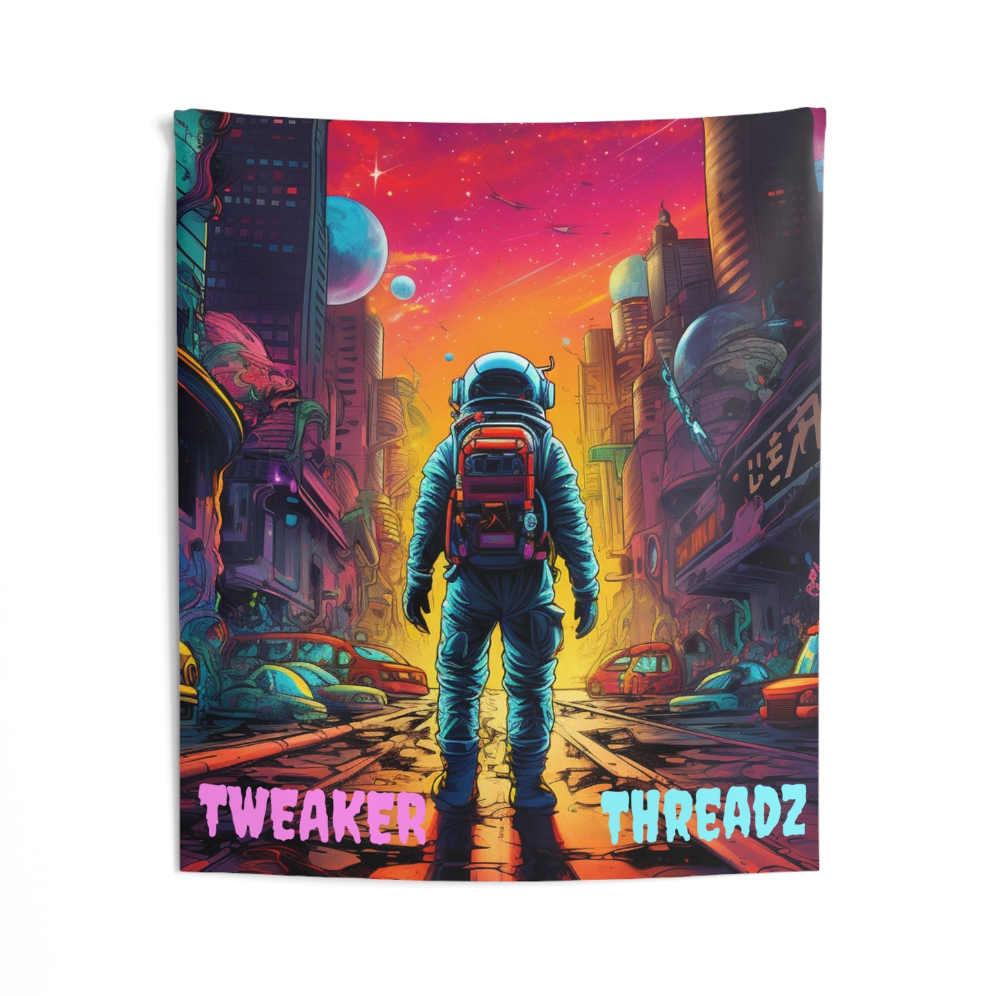 Neon Astronaut Tapestry